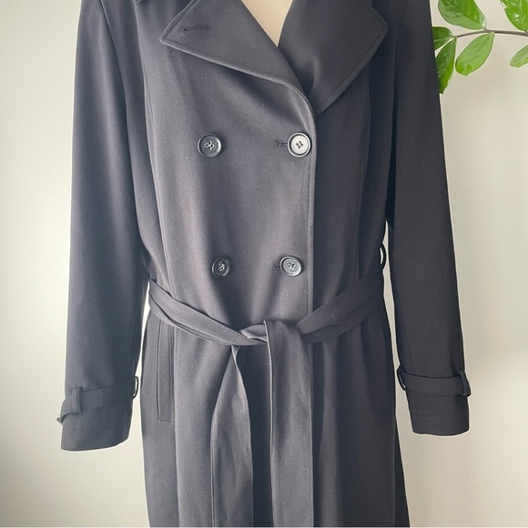 Jones New York Dressy Trench Coat Jacket Belt Double Breasted Black Plus Size 16 - Picture 6 of 9